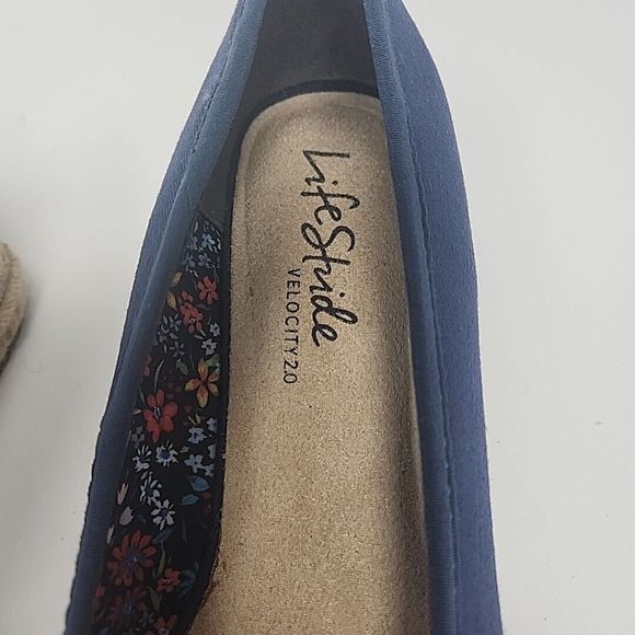 Life Stride Karma Espadrille Wedges Canvas Shoes Slip On Blue Size 10.5/11 - Picture 2 of 14